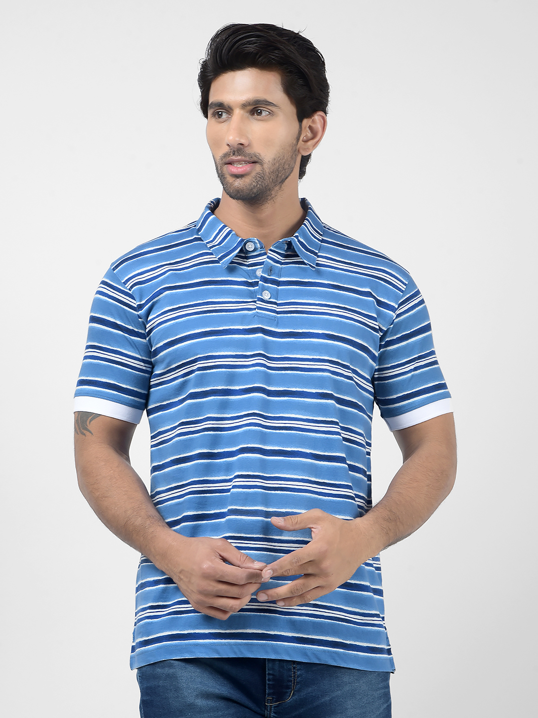 Numero Uno Men Striped Blue T-Shirt